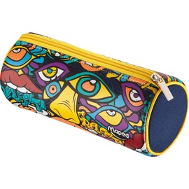 Maped - Pencil case, pencil case, made of neoprene, large, round shape, 21 x 8 x 8 cm, with street art graffiti motifs