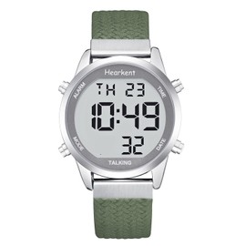 Hearkent Senior Talking Wrist Watch Large Number Easy to See French Voice Loud and Clear, Nylon Green, Strap