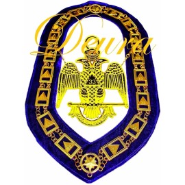 Masonic Collar 33 33rd Degree SCOTTISH RITE PURPLE Backing + Wings Down JEWEL