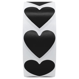 Hybsk Reward Stickers 30mm Diameter Heart Stickers, 1000 Pcs Valentines Gift Seals Packaging Stickers Heart Black (Black)