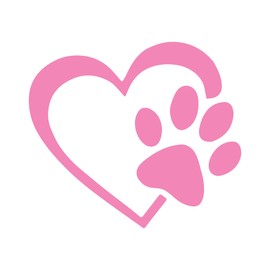 WSQ Heart with Dog PAW Puppy Love Vinyl Premium Quality Pink for Car Bumper Truck Van SUV Window Wall Boat Cup Tumblers Laptop or Any Smooth Surface Size 4 Inches