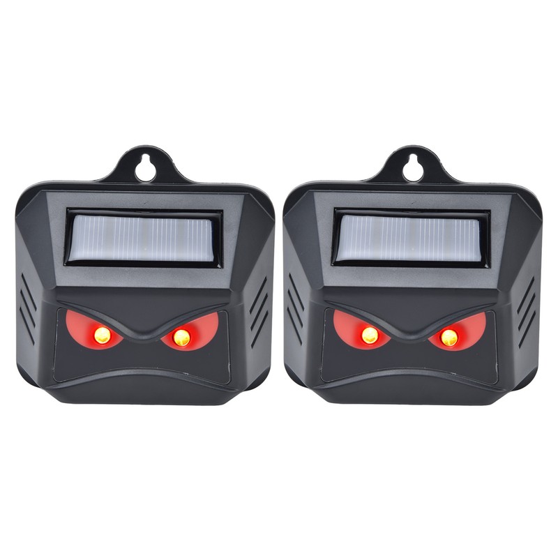 2pcs Animal Repeller Red LED Strobe Lights Waterproof Design Solar