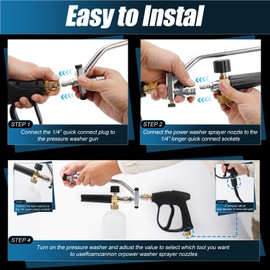 Gpaentsn Short Pressure Washer Gun and Hose, Pressure Washer Kit with Foam Cannon, 5 Washer Sprayer Nozzle, for Car Washing and Cleaning