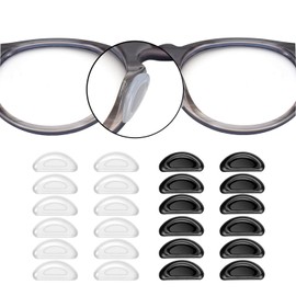 SMARTTOP Adhesive Nose Pad, 12 Pairs Eyeglass Nose Pads Stick On Silicone Anti-Slip for Glasses Sunglasses Thin Nose Pads Eyeglasses (6-Black & 6-Clear)