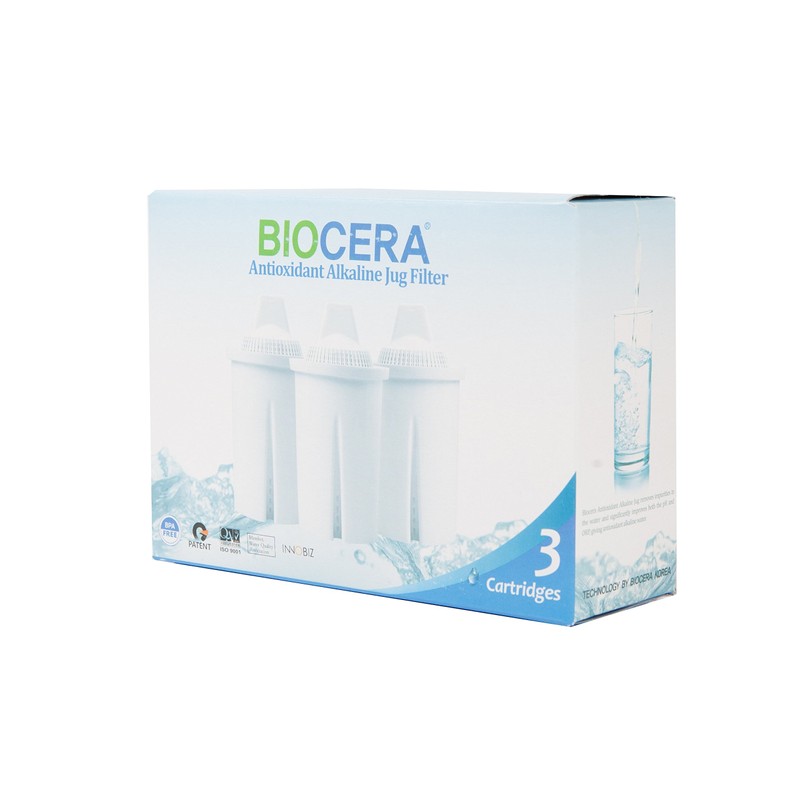 Biocera Alkaline Water Filter Jug Replacement Cartridges - Pack of