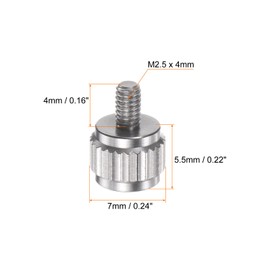 sourcing map 4pcs Vernier Calipers Locking Screws M2.5x4mm Round Flat Head Knurled Thumb Knob Bolts