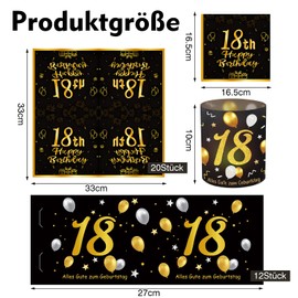 VEGCOO Pack of 12 Tea Lights Birthday Decoration, 18th Birthday Table Decoration, 20 Sheets Napkins 18th Birthday, 15 g Coloured Confetti for 18 Women Decoration