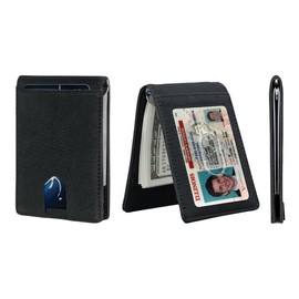 Ciana RFID Blocking Slim Bifold Leather Minimalist Front Pocket Wallets For Men with Money Clip rfid protection minimalist wallet - colour: Brown