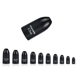 MUUNN 10 Pack Tungsten Worm Weights Fishing Sinkers, Tungsten Fishing Weights, Bullets Fishing Weights Bundle kit for Texas Rig and Carolina Rig(No Chip Black,3/16oz