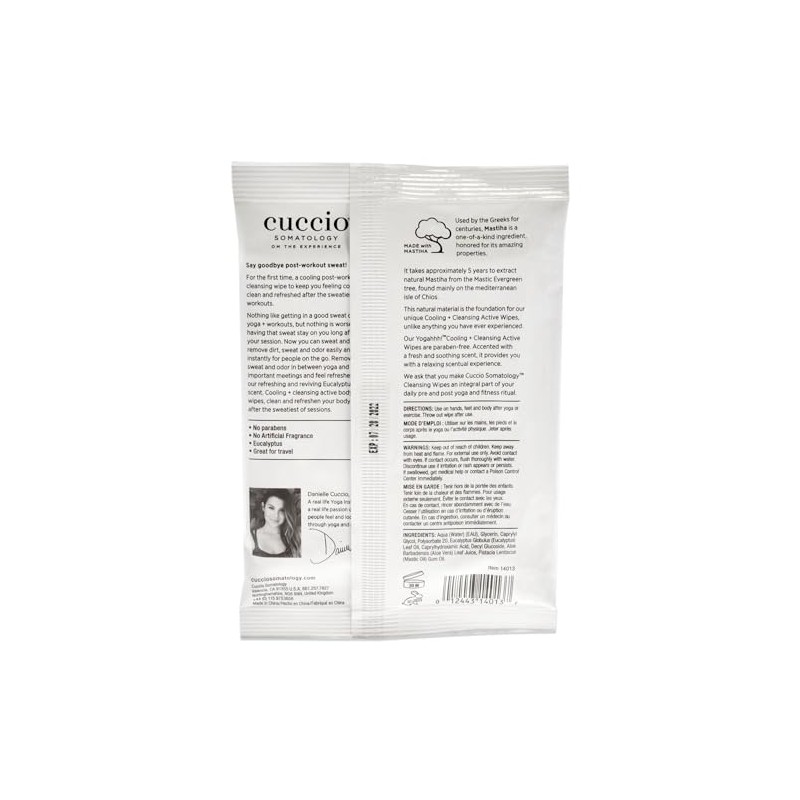 Cuccio Somatology Yogahh Cooling Plus Cleansing Wipes - Delivers Cool,