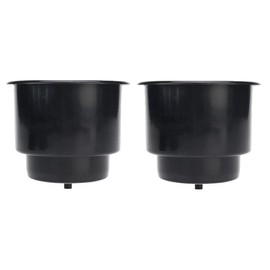 Black Recessed Drop-in Plastic Jumbo Cup Drink Can Holder with Drain Hole 1/4" for Furniture Sofa Poker Table Car Truck Boat Marine RV (2)