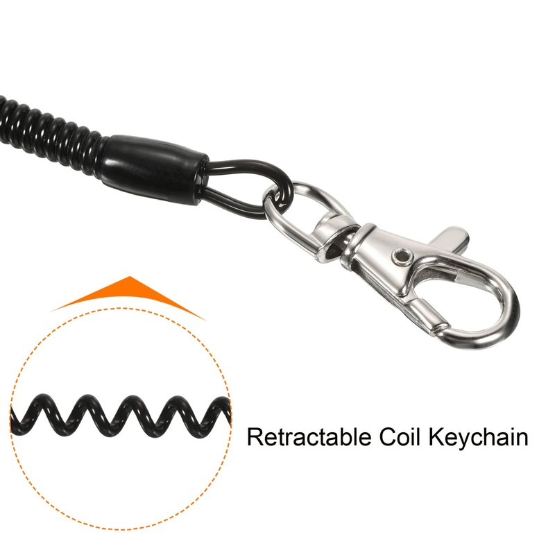 [PATIKIL] 2PCS 200mm Retractable Coil Spring Keychain with Lobster Clasp