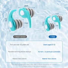 3 Pairs Swimming Ear Plugs for Adults/Kids,Soft Silicone Waterproof Swim Earplugs with Noise Cancelling for Bathing, Surfing and Other Watersports (Orange Green Pink, Large)