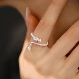 KIFUTENG 925 Sterling Silver Dragon Ring for Women Pinky Thumb Ring Knuckle Ring Lucky Dragon Tail Zodiac Sign Animal Ring Adjustable Open Ring Jewelry Mothers Day Gifts Graduation Gifts (Silver, Adjustable)
