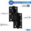 XFORT 3 Inch (75mm) Matt Black Ball Bearing Hinges, Steel