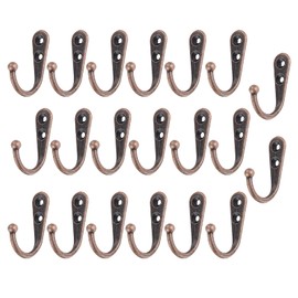 Yetaha Antique Wall Hanging Hooks, High Load Capacity, Key Coat Hat, Clothes Hanging, Hanging Storage with Screws, Red Bronze, Set of 20