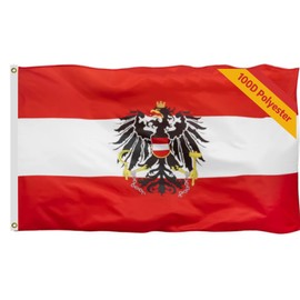 3X5FT 100D Austria Polyester Flag,Austria Coat of Arms 3x5 FT – Austria Vivid Color, All Weather, Double Stitched Flags，Patriotic Decoration Polyester Flags with Sturdy Brass Ring. (Austria)