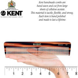 Kent 16T Double Tooth Hair Dressing Table Comb, Fine and Wide Tooth Dresser Comb For Hair, Beard and Mustache, Coarse and Fine Hair Styling Grooming Comb for Men, Women and Kids. Made in England