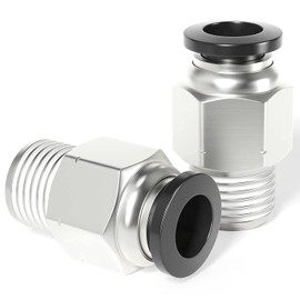 TAILONZ PNEUMATIC Male Straight 1/8 Inch Tube OD x 1/8 Inch NPT Thread Push to Connect Fitting PC-1/8-N1 (Pack of 10)
