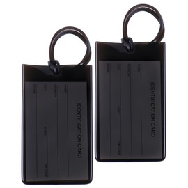 2 Packs Colorful Flexible Travel Luggage Tags for Baggage Bag/Suitcases - Name ID Labels Set for Travel - Black