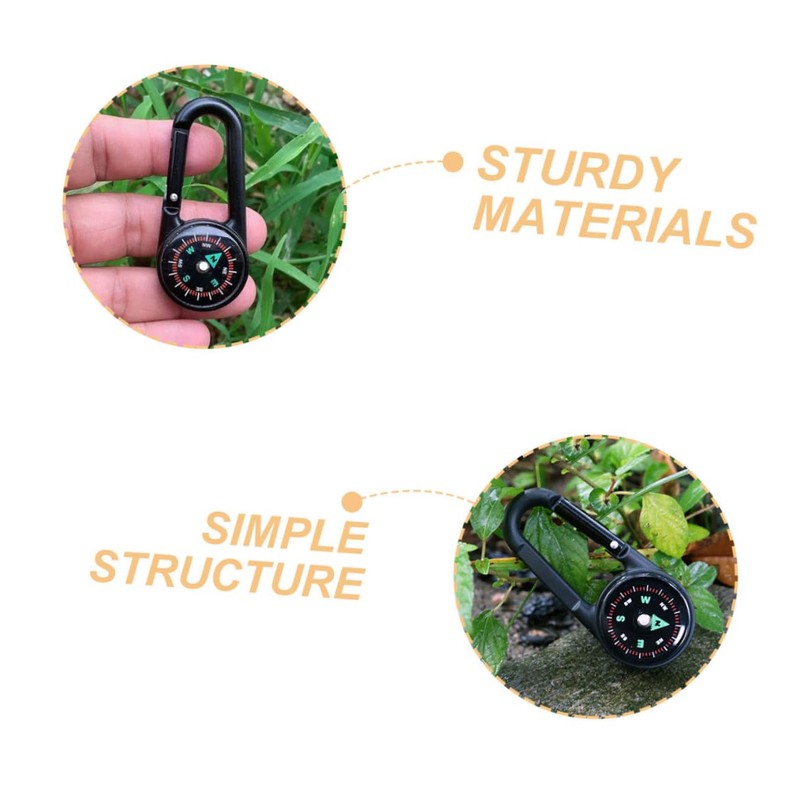 Sosoport Portable Hiking Compass Carabiner Clip 2pcs Camping Compass Scale