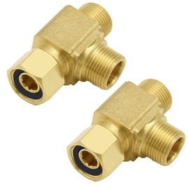 Joywayus 2PCS Brass Angle Stop Add-A-Tee Valve 3/8" COMP Inlet x Outlet x Outlet for Faucet/Glass Rinser/Dishwasher/Toilet Tank
