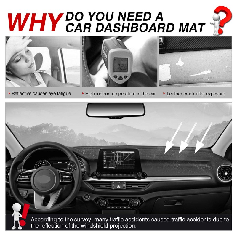 Autorder Dashboard Cover Mat for 2019-2023 2024 Kia Forte Accessories