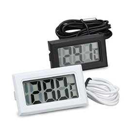 2 Minitermómetros Digitales para Interior/exterior con Sonda, Monitor Electrónico de Temperatura, Termómetro para Congelador, para Pecera, Refrigerador, Incubadora, Etc.(Negro + )