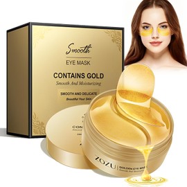 60 Stück 24k Gold Gel Augenpads,Eye Pads,Augenpads Gegen Tränensäcke,Augenpads Gegen Falten,mit Hyaluron,Kollagen Feuchtigkeit Spendende Gegen Tränensäcke Falten Dunkle Kreise & Puffiness