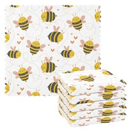 Mnsruu Lovely Little Bee 6 Pack Dish Towels, Kitchen Cloth Dishcloths Absorbent Reusable Dishtowels Washable Tea Towels Table Cleaning Cloths