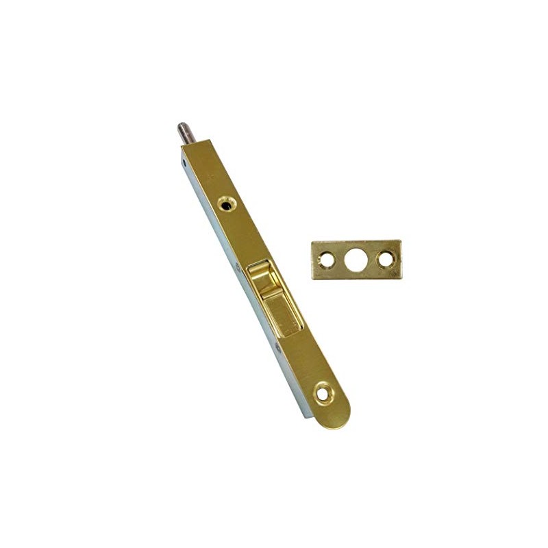 QCAA Flush Bolt, 7", Brass Plated, Solid Brass Face Plate,