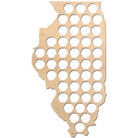 All States Beer Cap Map Illinois – 16x8,8 inches – 47 caps – Illinois Beer Cap Holder – Birch Plywood