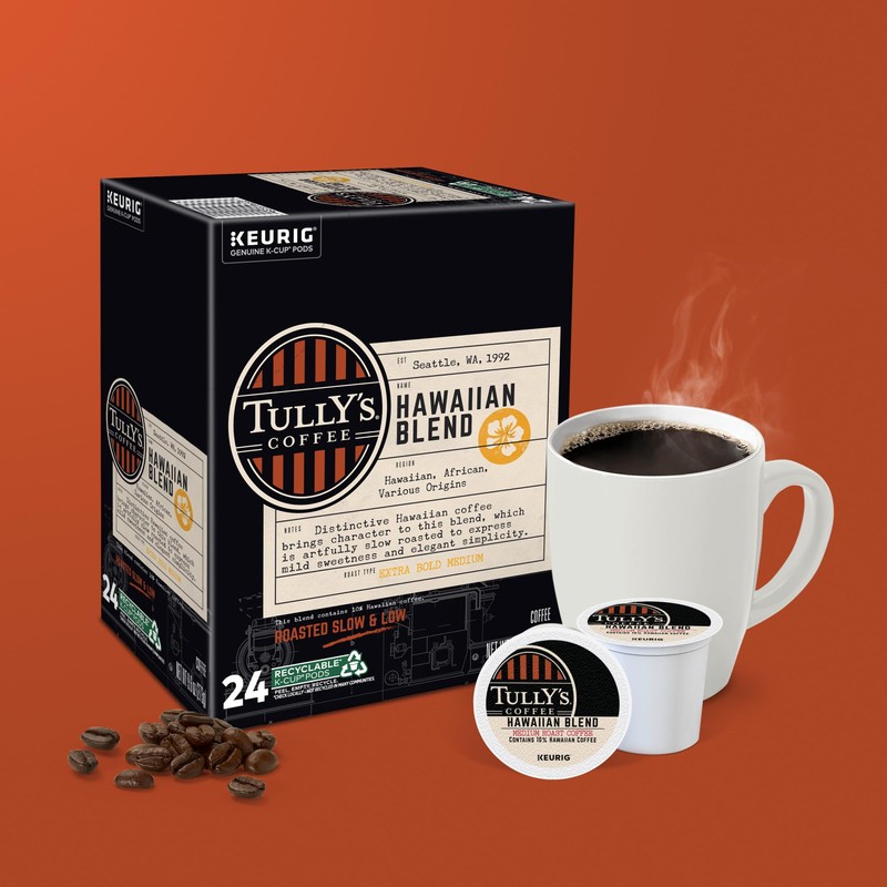 Tully's Coffee Hawaiian Blend Keurig Single-Serve K-Cup Pods, Medium Roast