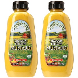 Organicville Yellow Mustard - Mustard Yellow Organic, Yellow Mustard, Vegan, Gluten Free, USDA Organic, Non-GMO, Paleo, Keto-Friendly Mustard - 12 Oz, 2-Pack