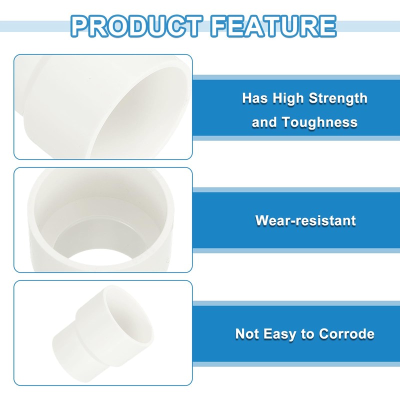 sourcing map 2 Pcs UPVC Reducer Pipe Fitting, 1-1/2"x1-1/4 PVC