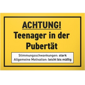 DankeDir! Teenie Puberty - Sign 30 x 20 cm - Teenager's Room Teenager Saying Boys & Girls Room Door Sign Gift Idea - Room Decoration Teenagers Gift Idea Door Decoration Birthday