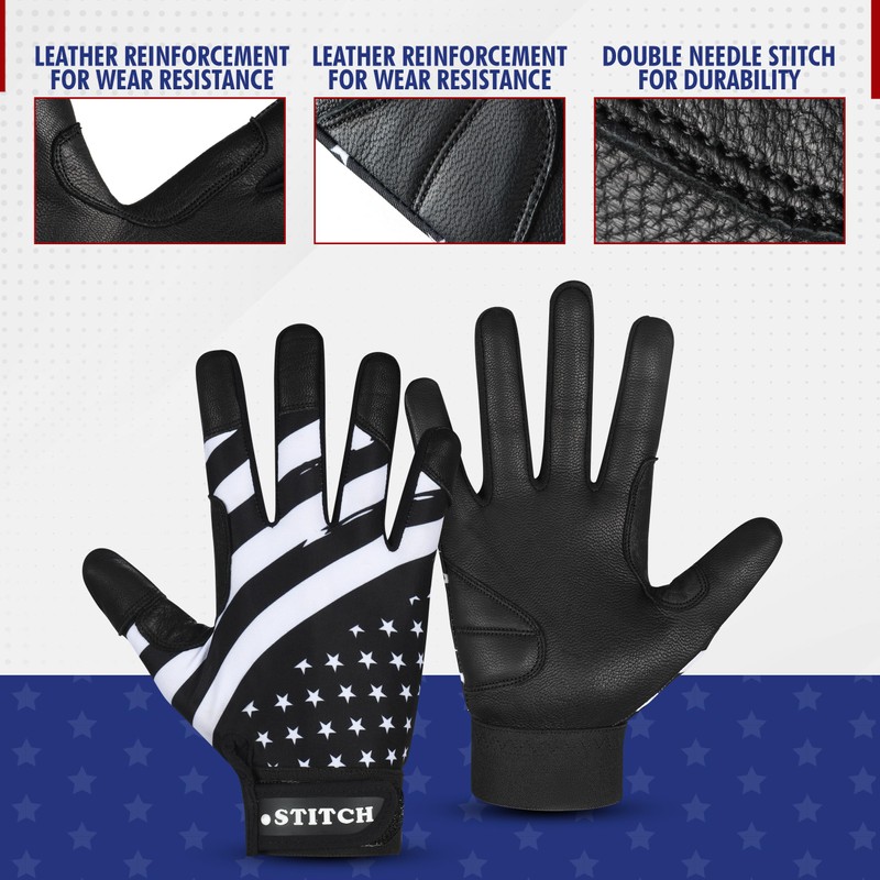 American Flag Baseball Batting Gloves - Men's & Youth Unisex