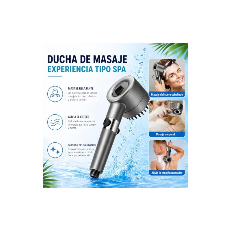 Cabezal de Ducha de Mano Con Filtro y Interruptor, Alta
