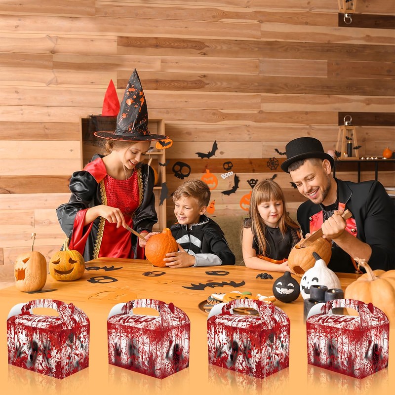 OUYANS 12Pcs Halloween Bloody Party Boxes,Spooky Blood Handprint Gift Boxes