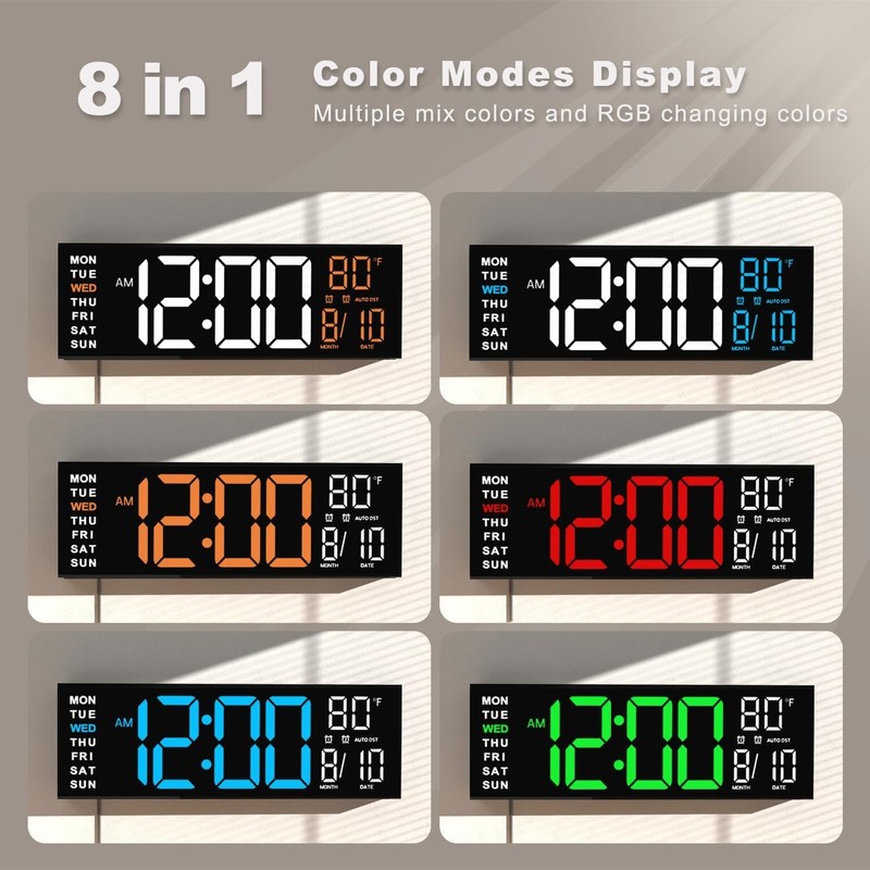 JALL 16" Large Digital Wall Mount Clock, Count Down Timer,