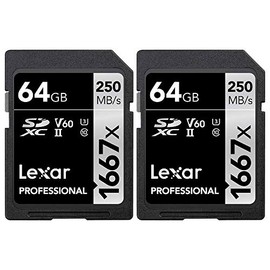 Lexar Professional SDHC/SDXC 1667x UHS-II 64GB Memory Card 2 Pack (LSD64GCBNA1667)