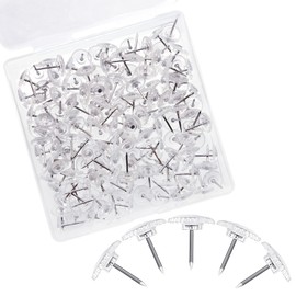 Benvo Clear Push Pins 200 Pieces Thumb Tacks Transparent Head Cork Board Flat Pushpins Steel Point Bulletin Board Tacks for Maps, Photos,Calendar, Posters(Clear, Sturdy Hold)