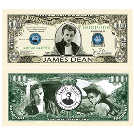 American Art Classics James Dean 50th Anniversary Million Dollar Bill - Comes in Bill Protector - Great Gift for Fans of This Legendary Actor