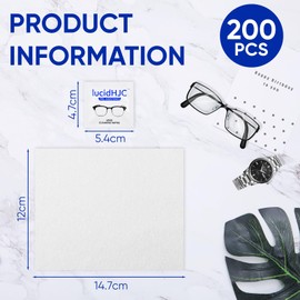 LucidHJC Lens Wipes for Eyeglasses/Camera Lenses,and Screens of cellphones/laptops/Computers .Cleaning Spots or dirts. Wrapped Individually Paper Wipes, Count 200