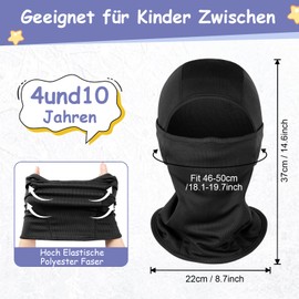Kiiwah Children's Balaclava, Multifunctional Windproof Balaclava, Breathable Balaclava, Cycling Face Mask, Helmet Cap with Neck Warmer for Boys and Girls, Outdoor Sports, Spring, Autumn, Winter, black