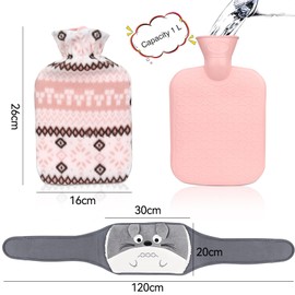 Heat Belt Back, Pack of 3 Hot Water Bottle Belt Animal, 1 L Hot Water Bottle Belt, Period Heat Belt, Hot Water Bottle with Cover, Chinchilla Animal Hot Water Bottle Small for Back, Belly and Neck