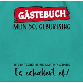 Shirtracer - Gym Bag Backpack - Guest Book 50th Birthday, 15 Turquoise, Unit size