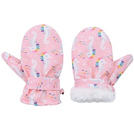 Warm Baby Gloves Skiing Gloves For 2-6 Years Old Birthday Gift Cold Weather gift clothing for babies and young children protective clothing Pink Seahorse M