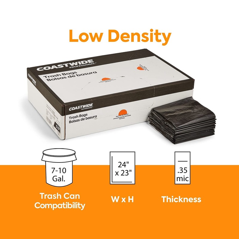 STAPLES COASTWIDE 364786 Trash Bags 10 Gallon 24X23 Low Density
