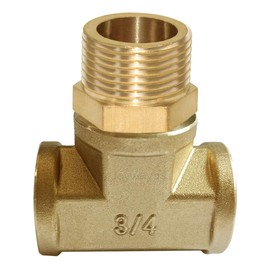 Joywayus Brass Tee Pipe Fitting Barstock 3 Way 3/4" NPT Female x 3/4" NPT Male x 3/4" NPT Female Hose Fitting